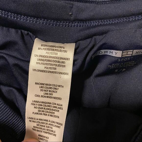 Tommy Hilfiger hi rise sports shorts navy red drawstring 5” lined shorts S/M - Picture 3 of 10